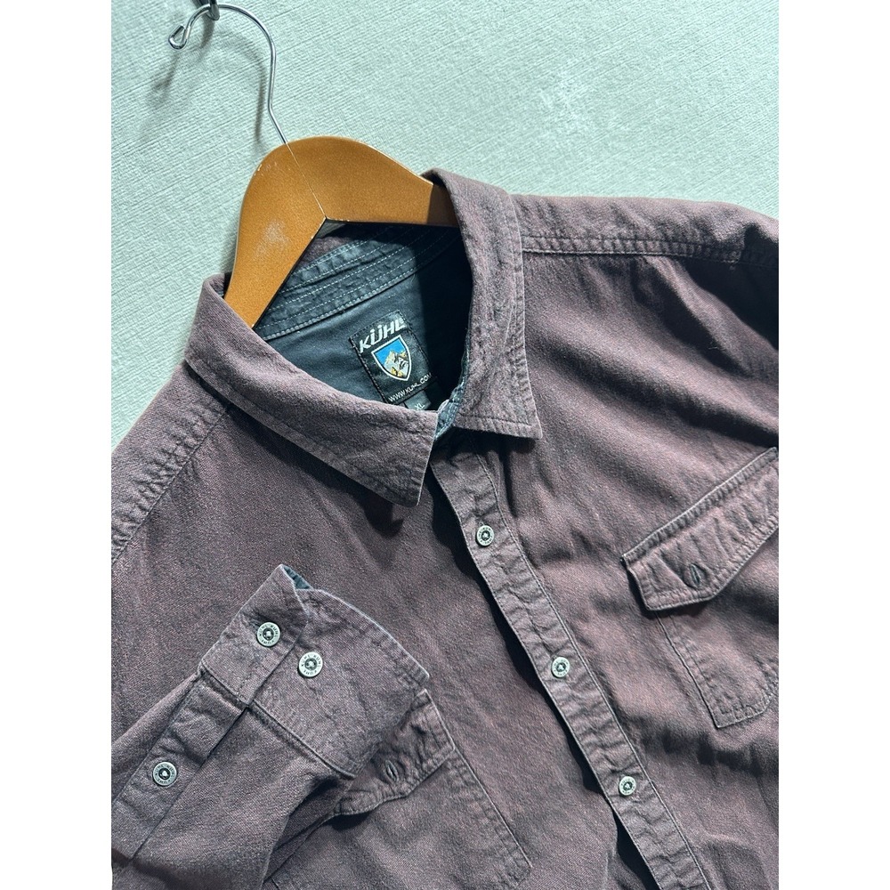 Kuhl Sting Button Up Long Sleeve Shirt Mens XL Burgundy Hiking Outdoors Casual